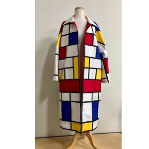 Inspired by Piet Mondrian Silk Duster Coat